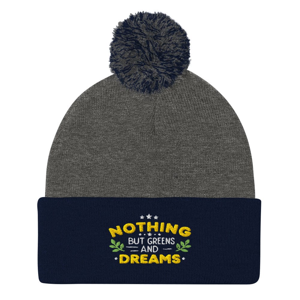 Nothing But Greens and Dreams Embroidered Golf Pom-Pom Beanie - Funny Golf Tee by Swing Epic