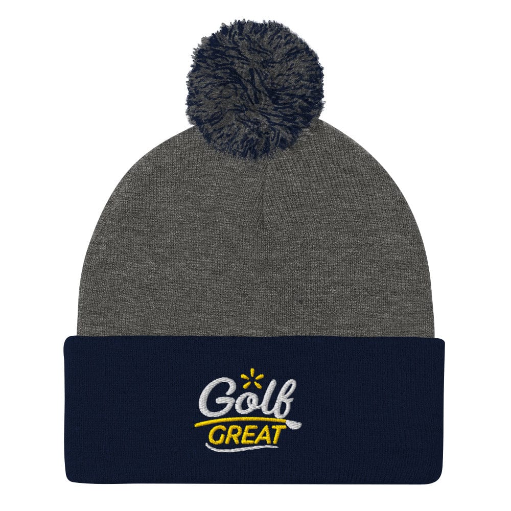 Golf Great Quirky Fun Embroidered Golf Pom-Pom Beanie - Funny Golf Tee by Swing Epic