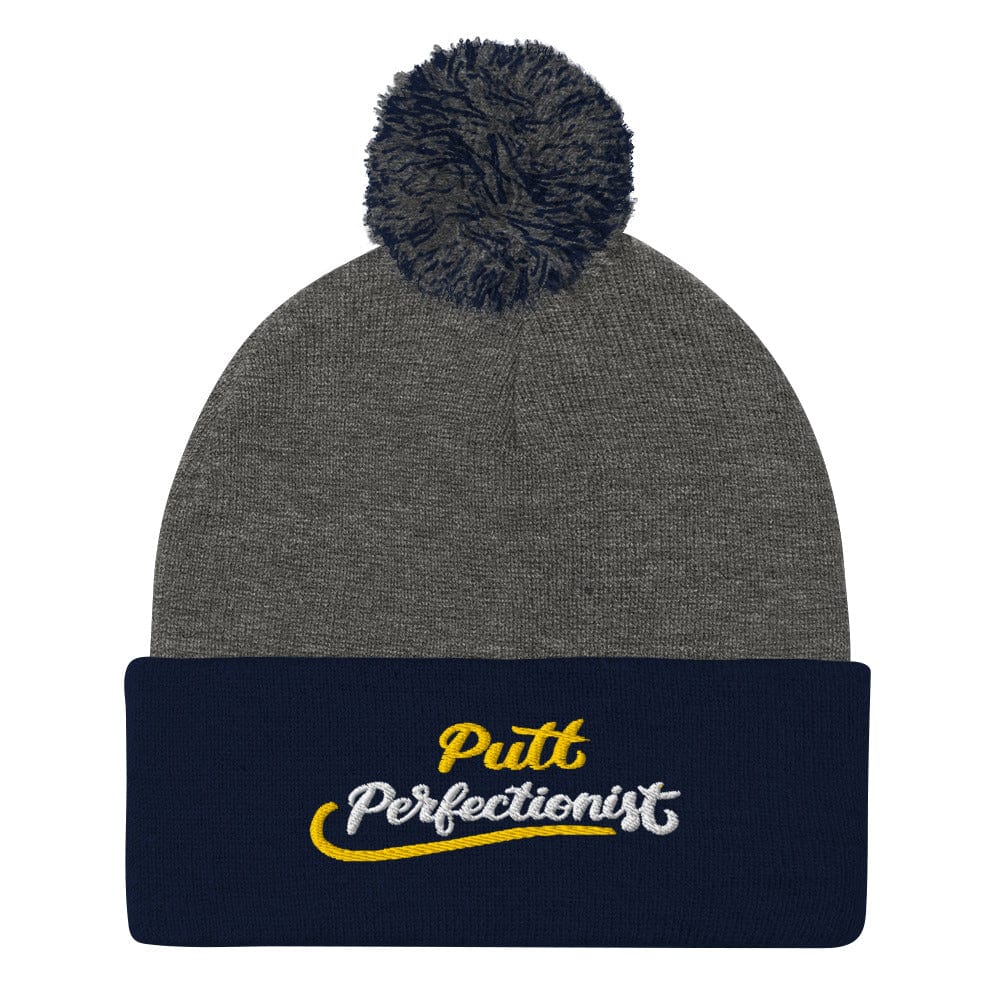 Putt Perfectionist Quirky Fun Embroidered Golf Pom-Pom Beanie - Funny Golf Tee by Swing Epic