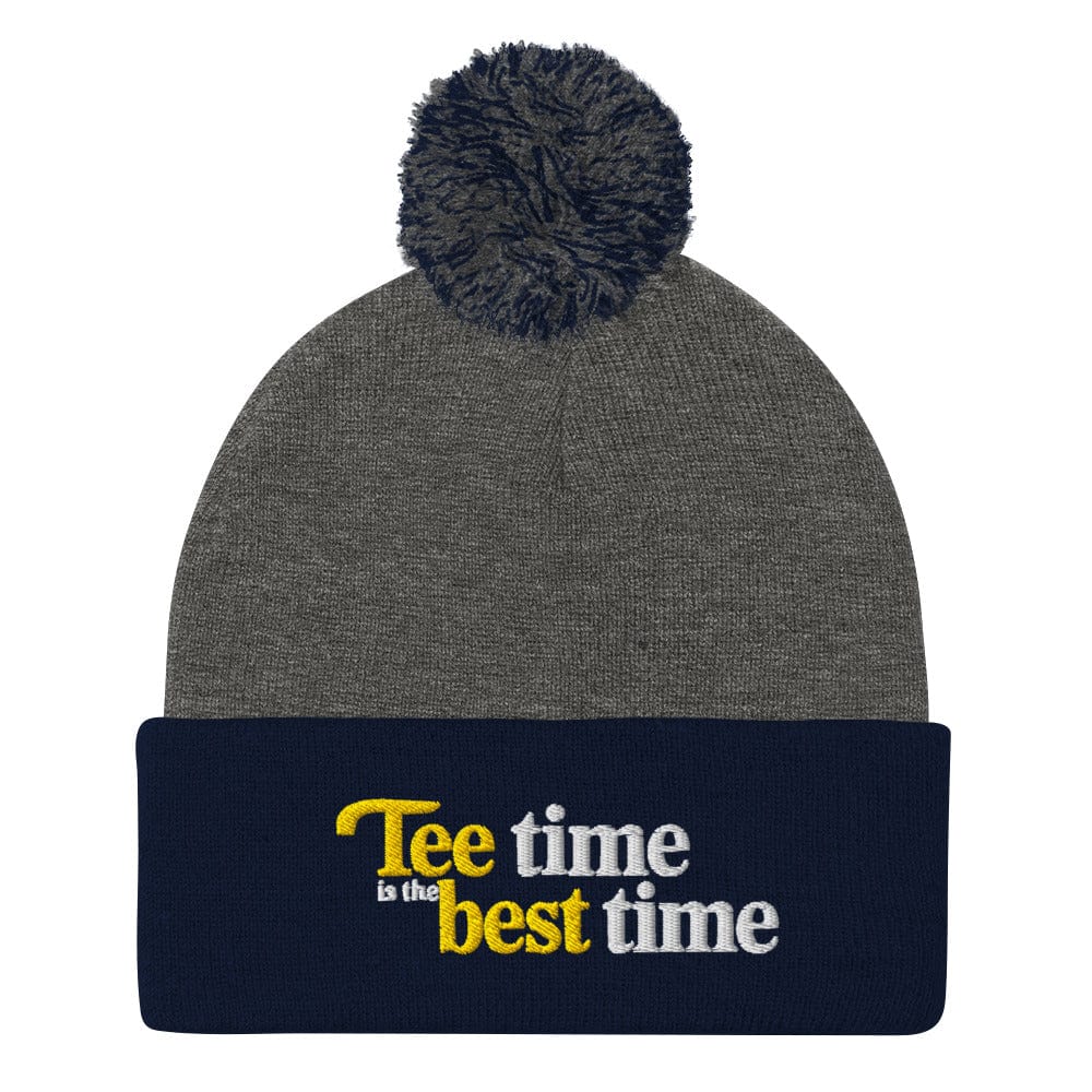 Tee Time is the Best Time Embroidered Golf Pom-Pom Beanie - Funny Golf Tee by Swing Epic