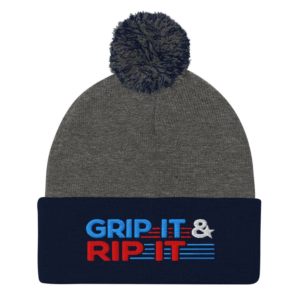 Grip It & Rip It Star Fun Embroidered Golf Pom-Pom Beanie - Funny Golf Tee by Swing Epic
