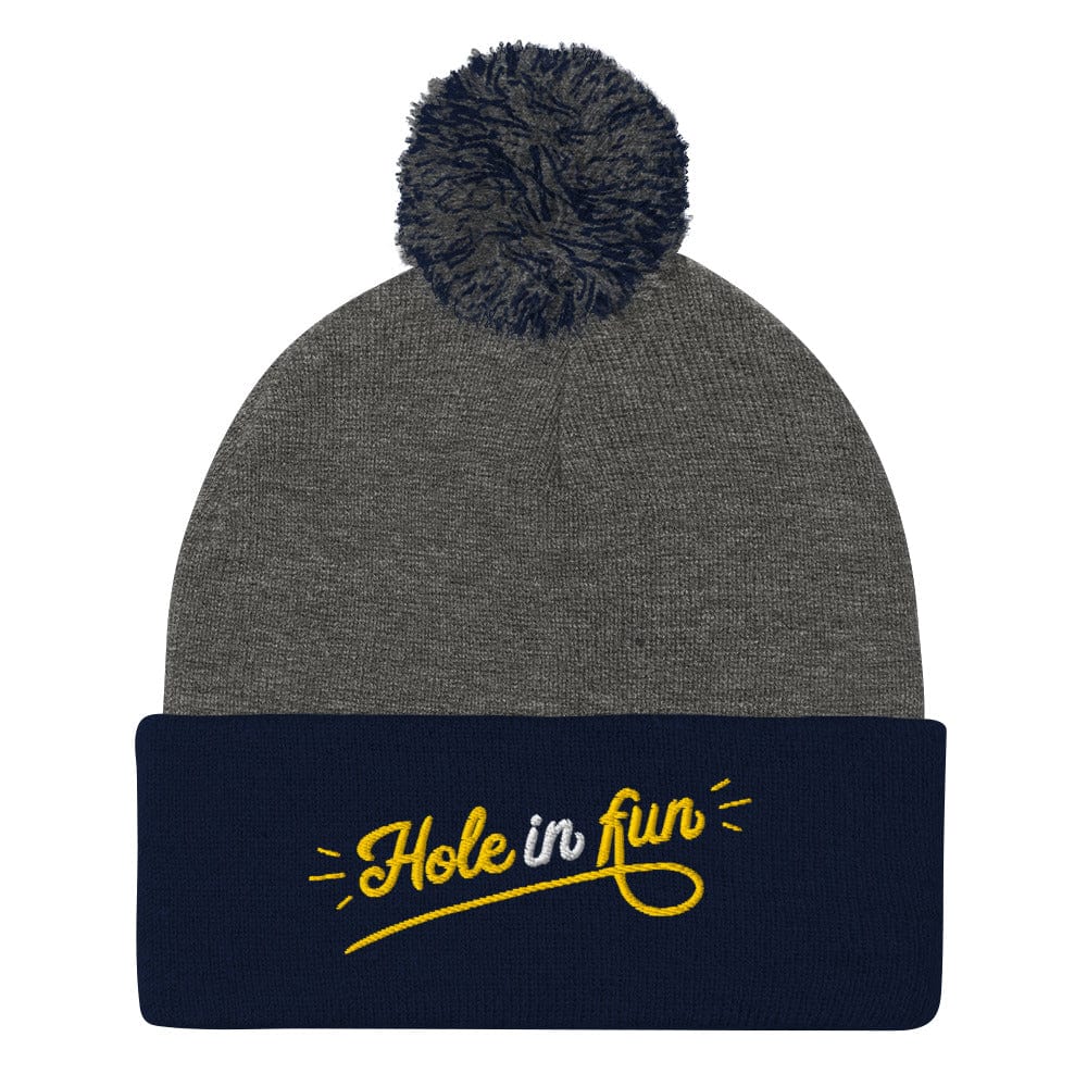 Hole in Fun Embroidered Golf Pom-Pom Beanie - Funny Golf Tee by Swing Epic