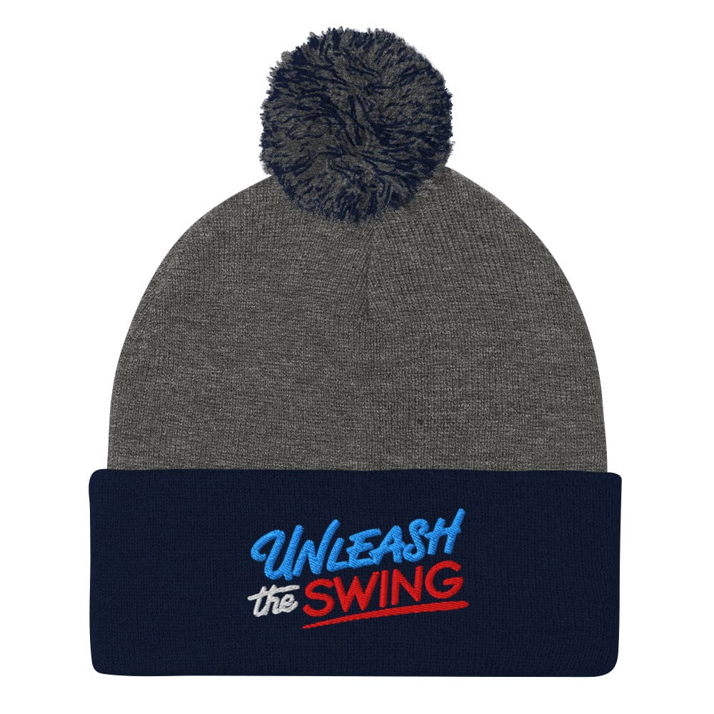 Unleash The Swing Embroidered Golf Pom-Pom Beanie - Funny Golf Tee by Swing Epic