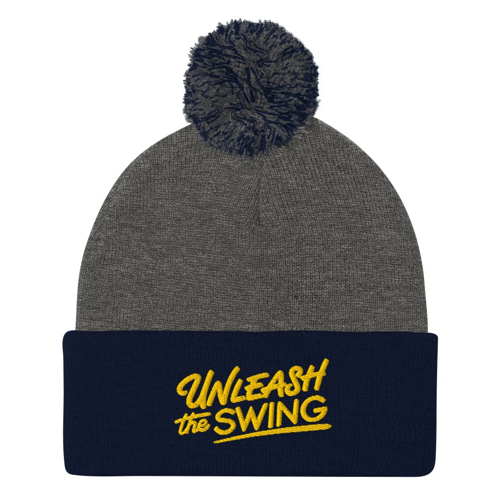 Unleash The Swing Embroidered Golf Pom-Pom Beanie - Funny Golf Tee by Swing Epic