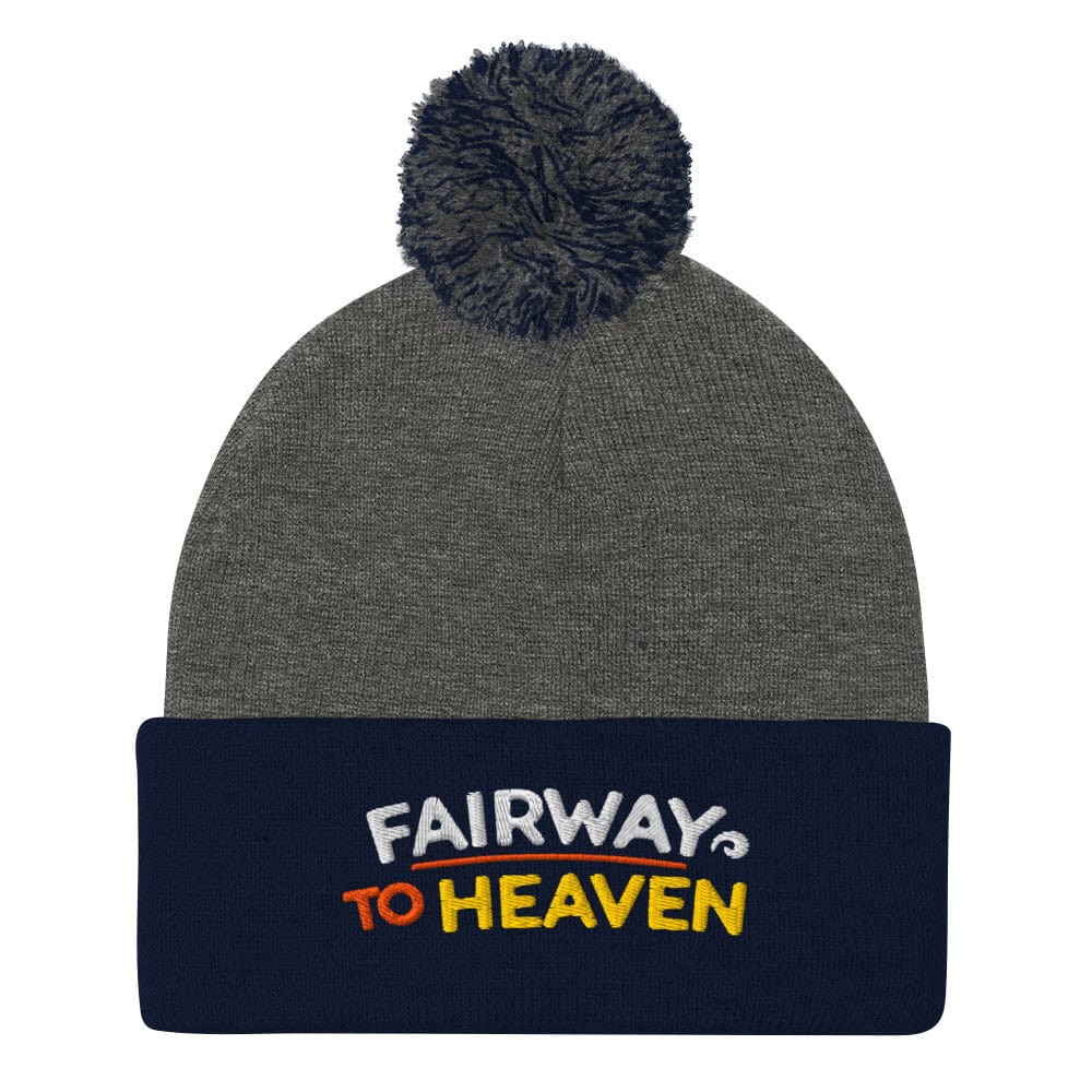 Fairway To Heaven Embroidered Golf Pom-Pom Beanie - Funny Golf Tee by Swing Epic