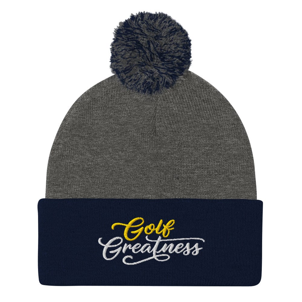 Golf Greatness Fun Embroidered Golf Pom-Pom Beanie - Funny Golf Tee by Swing Epic