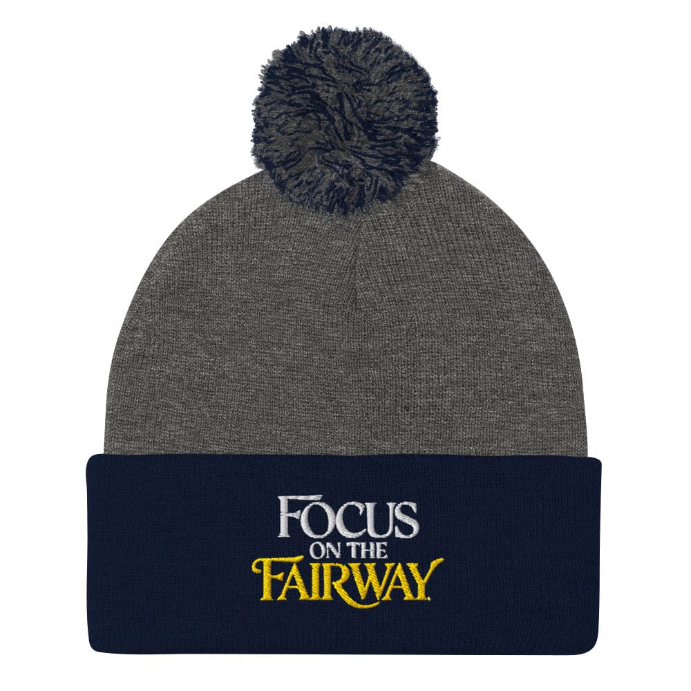 Focus on the Fairway Embroidered Golf Pom-Pom Beanie - Funny Golf Tee by Swing Epic