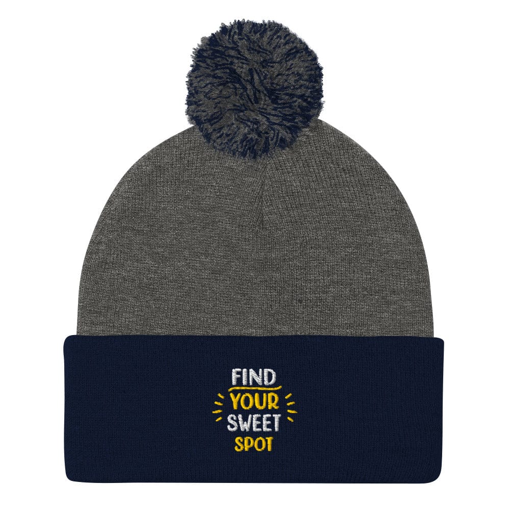 Find Your Sweet Spot Fun Embroidered Golf Pom-Pom Beanie - Funny Golf Tee by Swing Epic