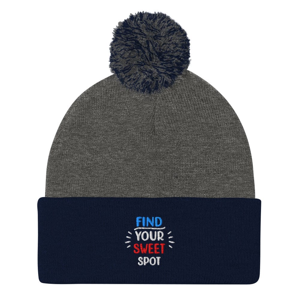 Find Your Sweet Spot Fun Embroidered Golf Pom-Pom Beanie - Funny Golf Tee by Swing Epic