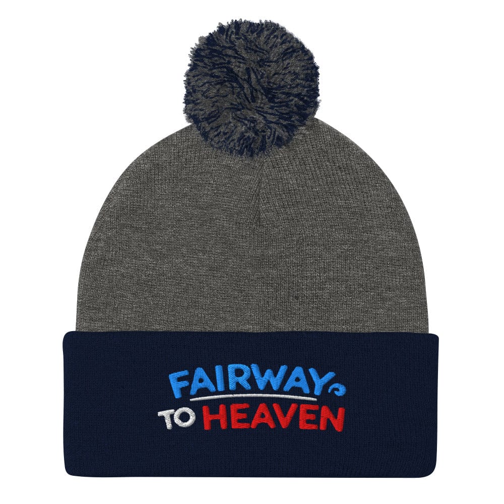 Fairway To Heaven Embroidered Golf Pom-Pom Beanie - Funny Golf Tee by Swing Epic