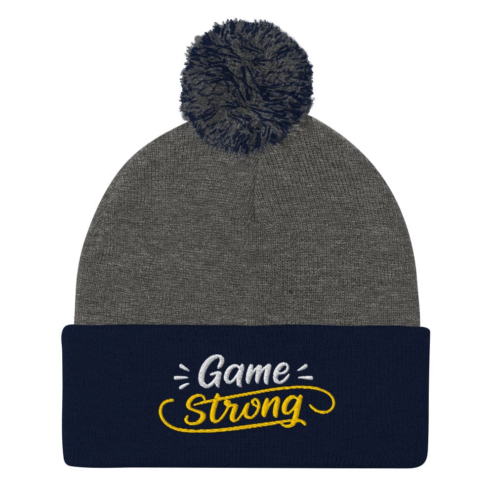 Game Strong Fun Spirit Embroidered Golf Pom-Pom Beanie - Funny Golf Tee by Swing Epic