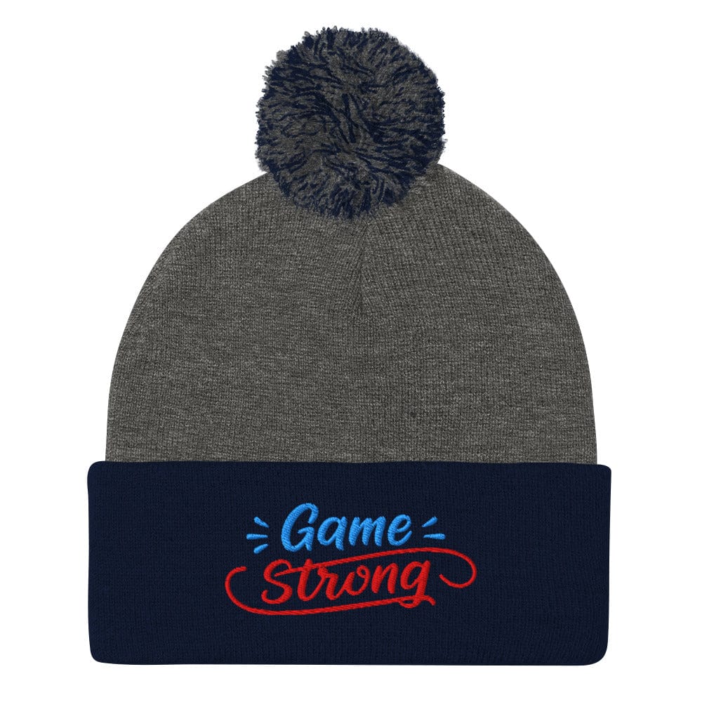 Game Strong Fun Spirit Embroidered Golf Pom-Pom Beanie - Funny Golf Tee by Swing Epic