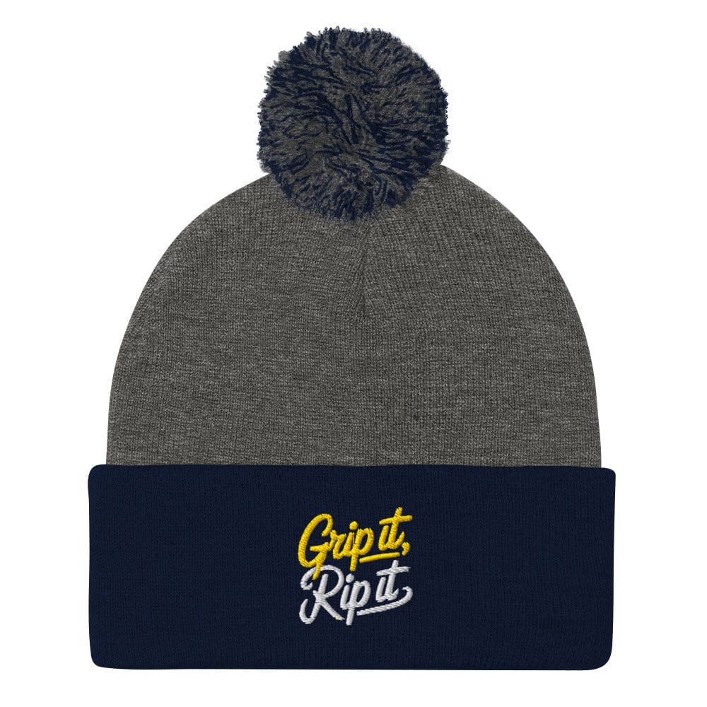 Grip It Rip It Embroidered Golf Pom-Pom Beanie - Funny Golf Tee by Swing Epic