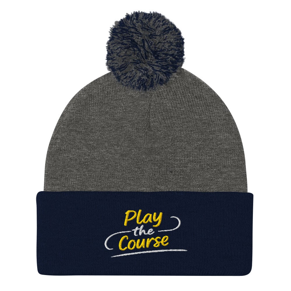 Play the Course Embroidered Golf Pom-Pom Beanie - Funny Golf Tee by Swing Epic