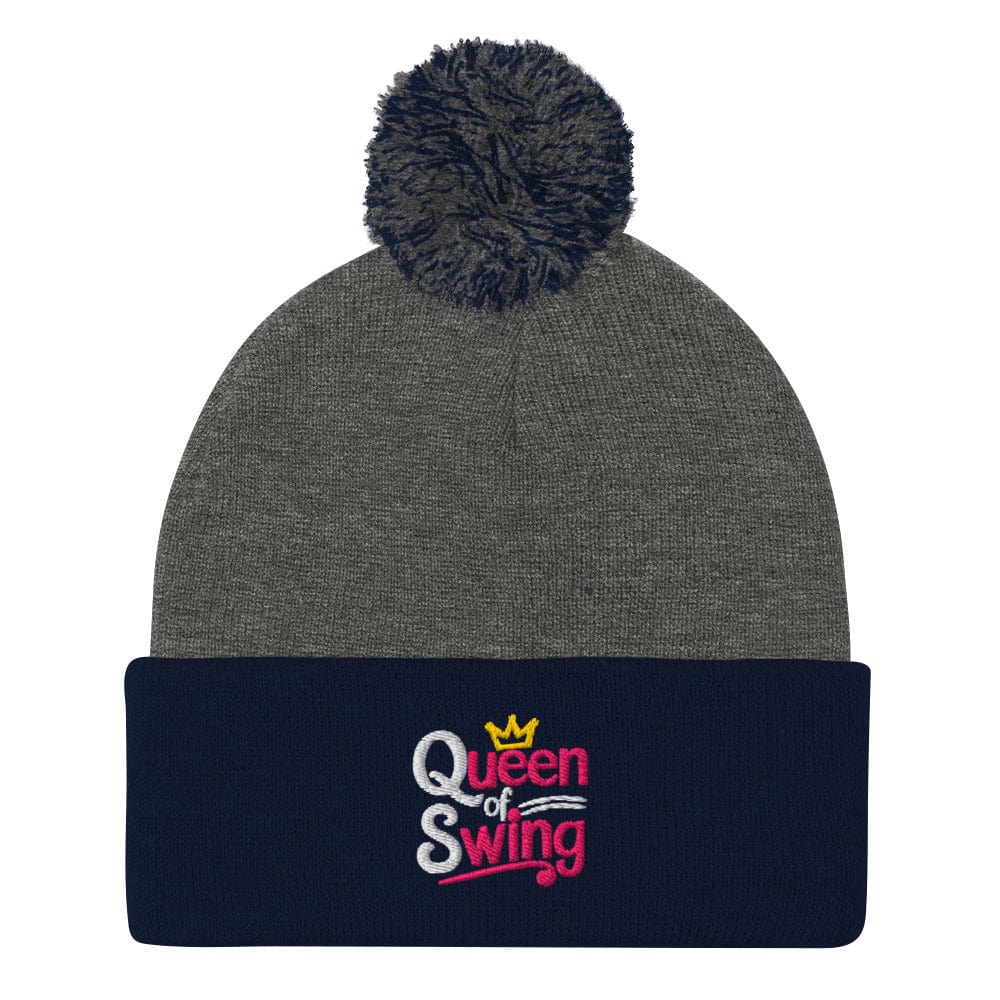 Queen of Swing Embroidered Golf Pom-Pom Beanie - Funny Golf Tee by Swing Epic