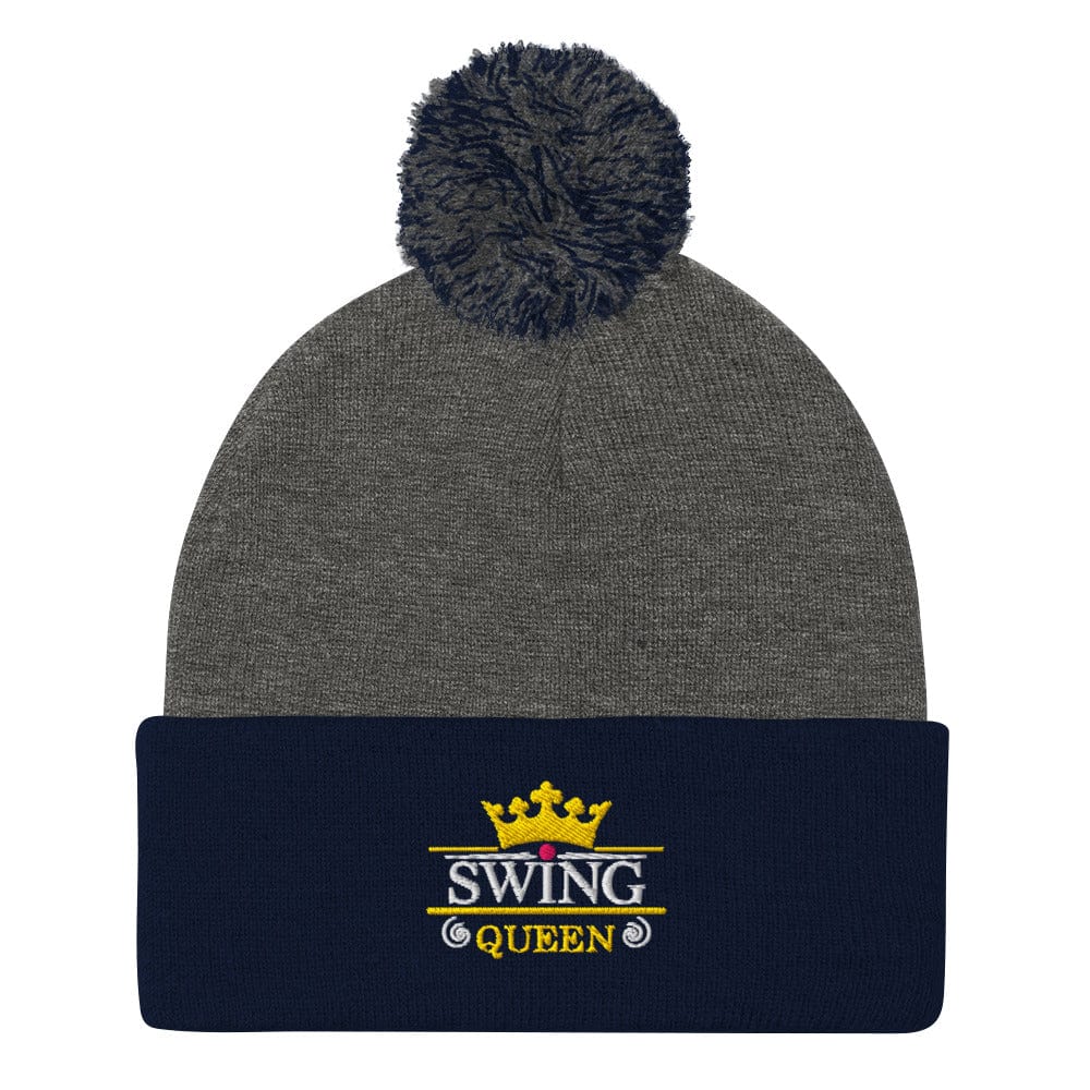 Swing Queen Embroidered Golf Pom-Pom Beanie - Funny Golf Tee by Swing Epic