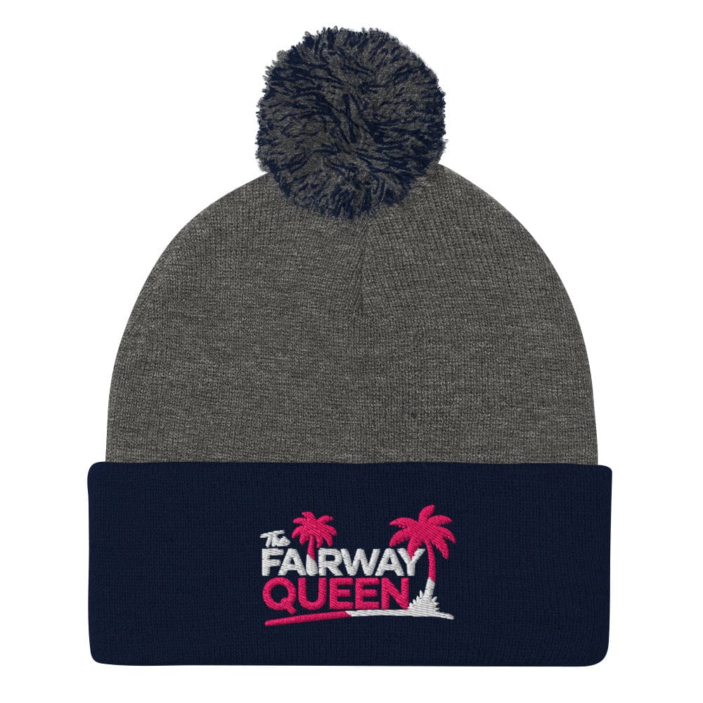 The Fairway Queen Embroidered Golf Pom-Pom Beanie - Funny Golf Tee by Swing Epic
