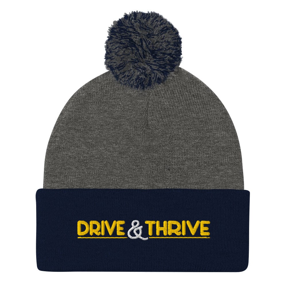Drive & Thrive Embroidered Golf Pom-Pom Beanie - Funny Golf Tee by Swing Epic