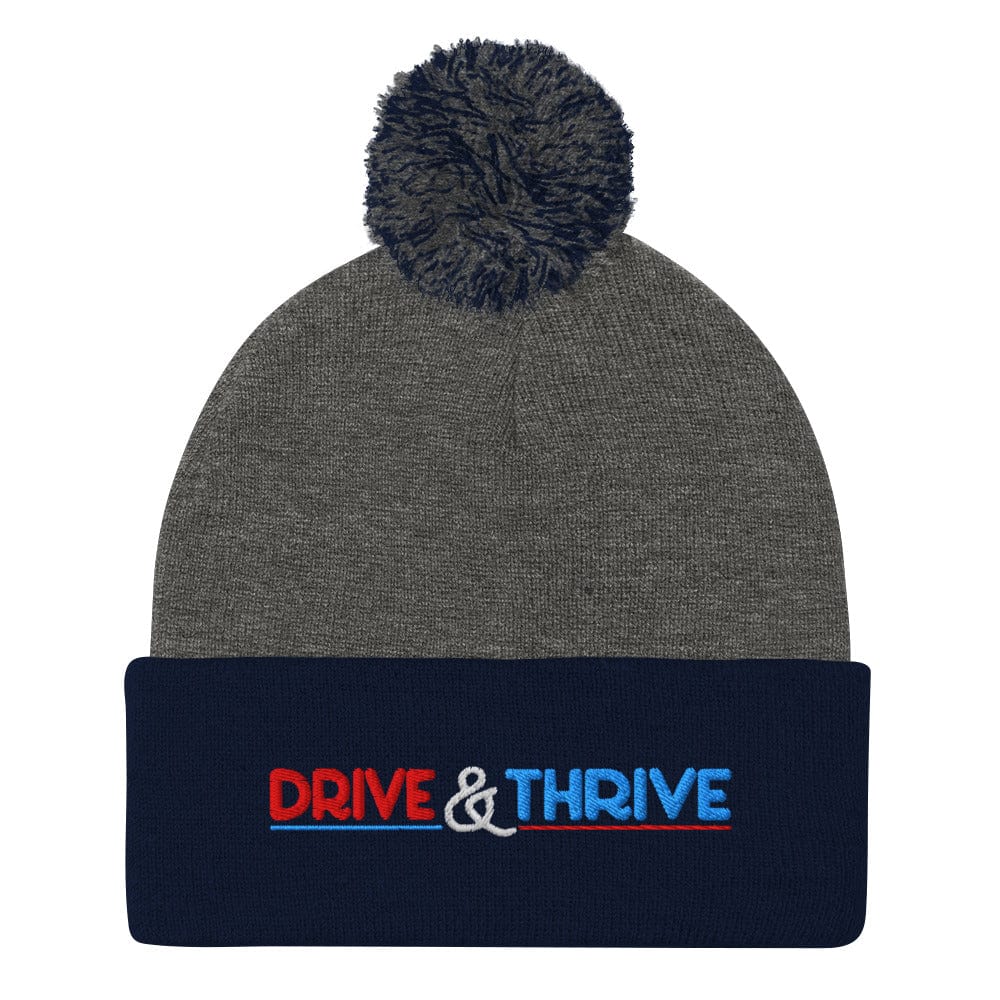 Drive & Thrive Embroidered Golf Pom-Pom Beanie - Funny Golf Tee by Swing Epic