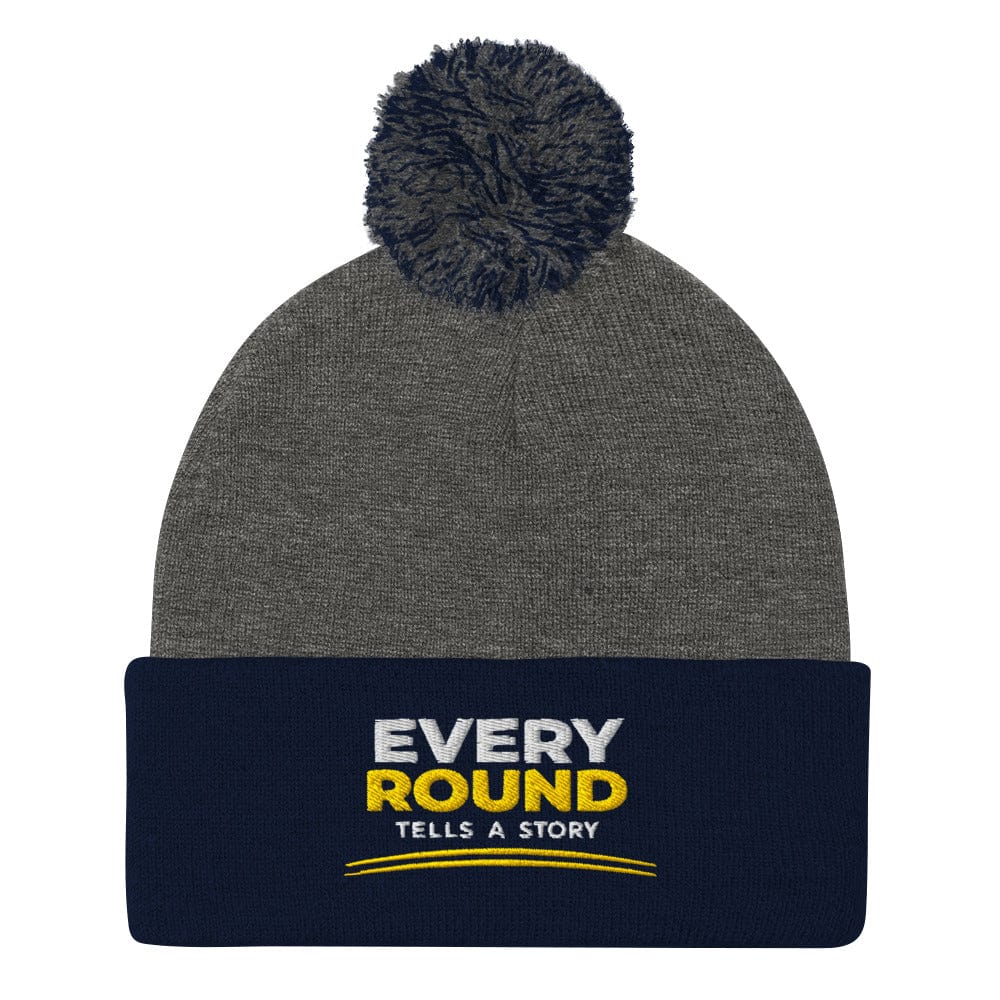 Every Round Tells A Story Embroidered Golf Pom-Pom Beanie - Funny Golf Tee by Swing Epic