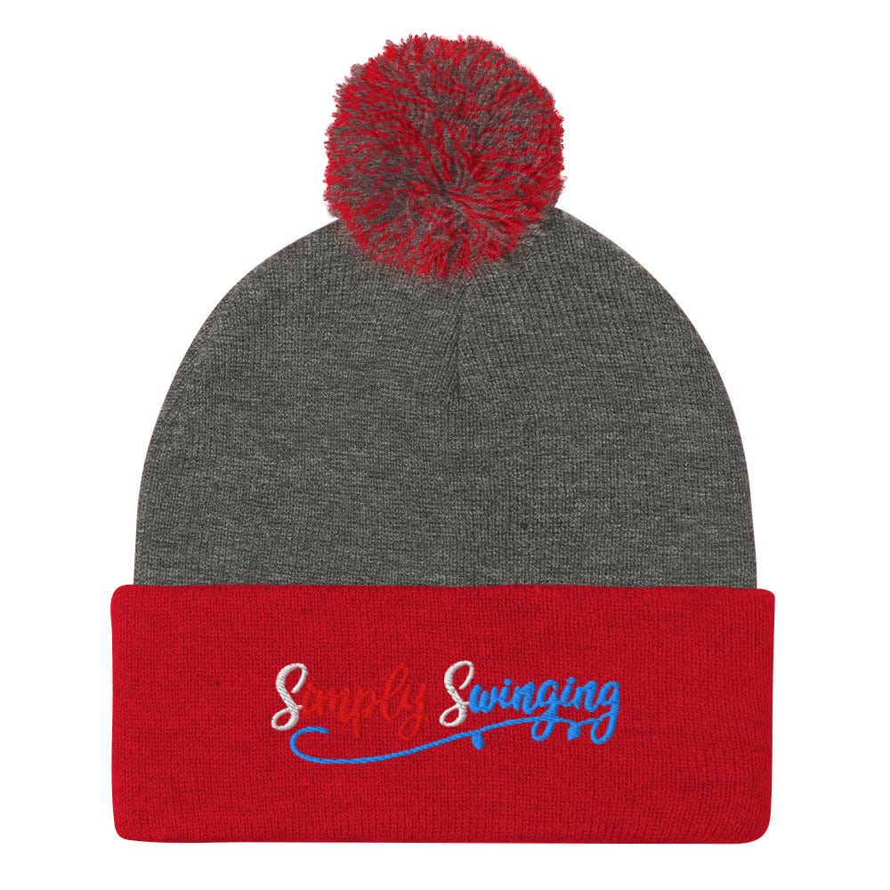 Simply Swinging Fun Embroidered Golf Pom-Pom Beanie - Funny Golf Tee by Swing Epic