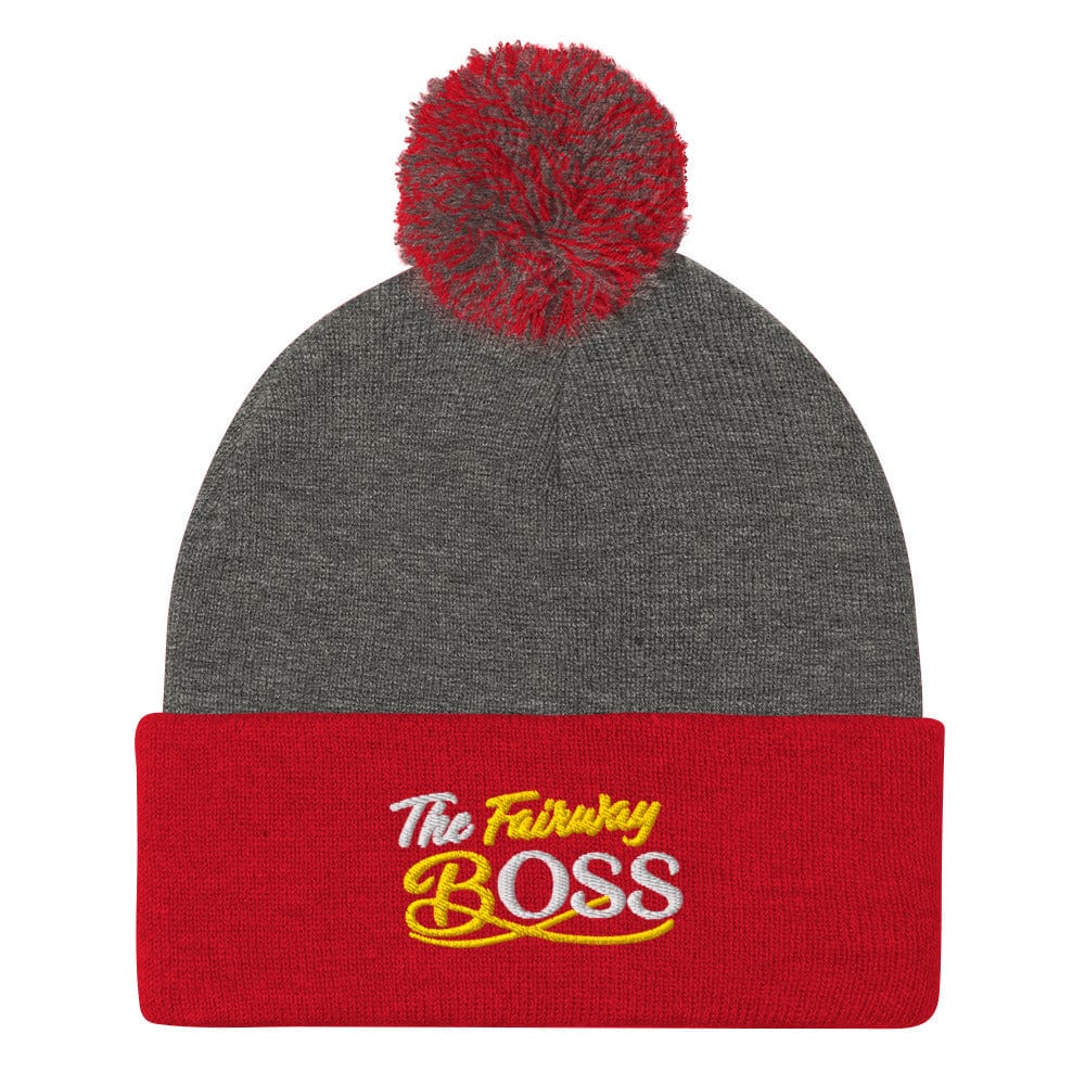 The Fairway Boss Sparkly Embroidered Golf Pom-Pom Beanie - Funny Golf Tee by Swing Epic