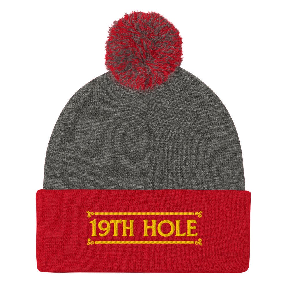 The 19th Hole Embroidered Golf Pom-Pom Beanie - Funny Golf Tee by Swing Epic