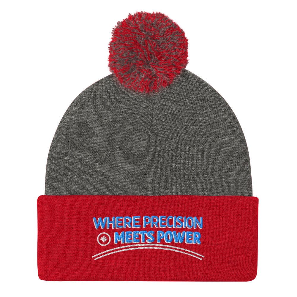 Where Precision Meets Power Embroidered Golf Pom-Pom Beanie - Funny Golf Tee by Swing Epic