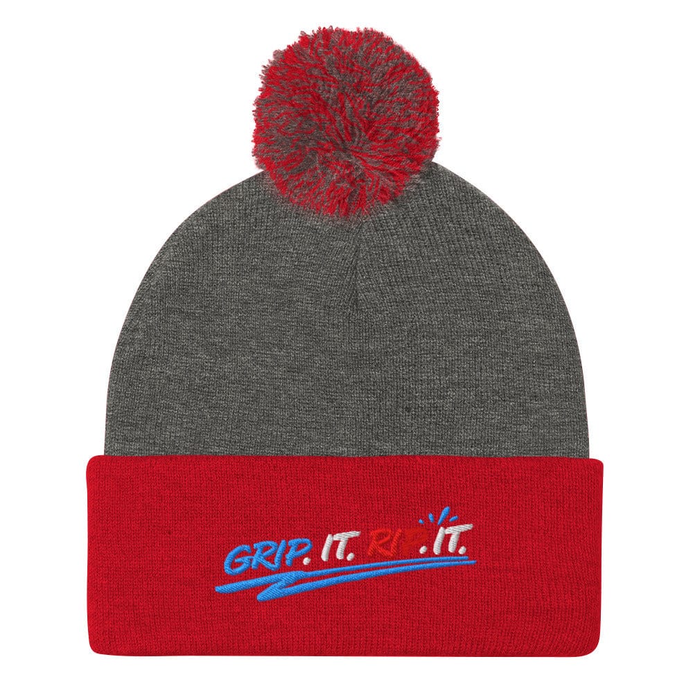 Grip It Rip It Embroidered Golf Pom-Pom Beanie - Funny Golf Tee by Swing Epic