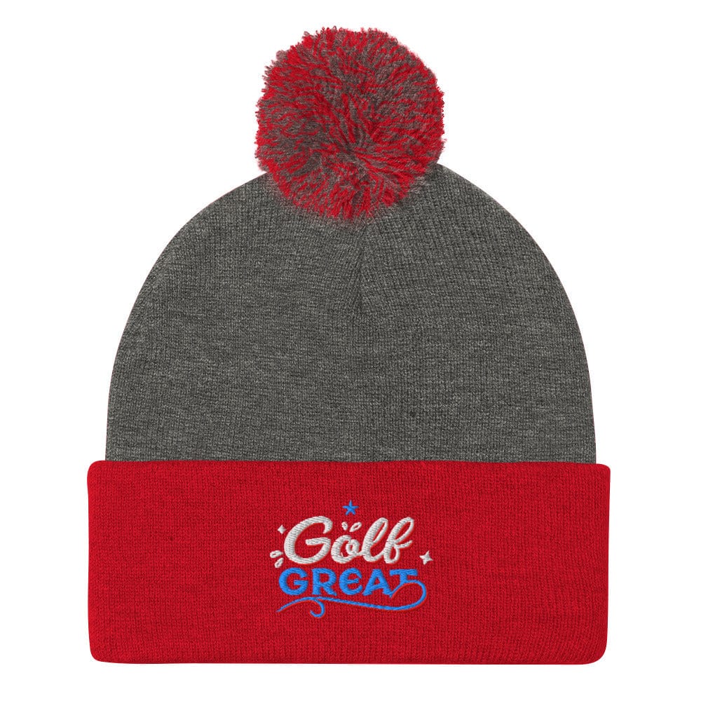 Golf Great Fun Design Embroidered Golf Pom-Pom Beanie - Funny Golf Tee by Swing Epic