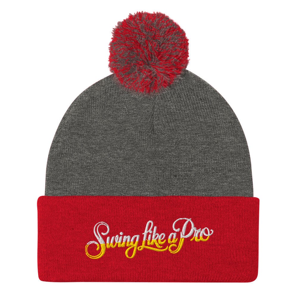 Swing Like a Pro Quirky Embroidered Golf Pom-Pom Beanie - Funny Golf Tee by Swing Epic