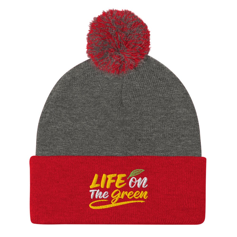 Life on The Green Fun Embroidered Golf Pom-Pom Beanie - Funny Golf Tee by Swing Epic