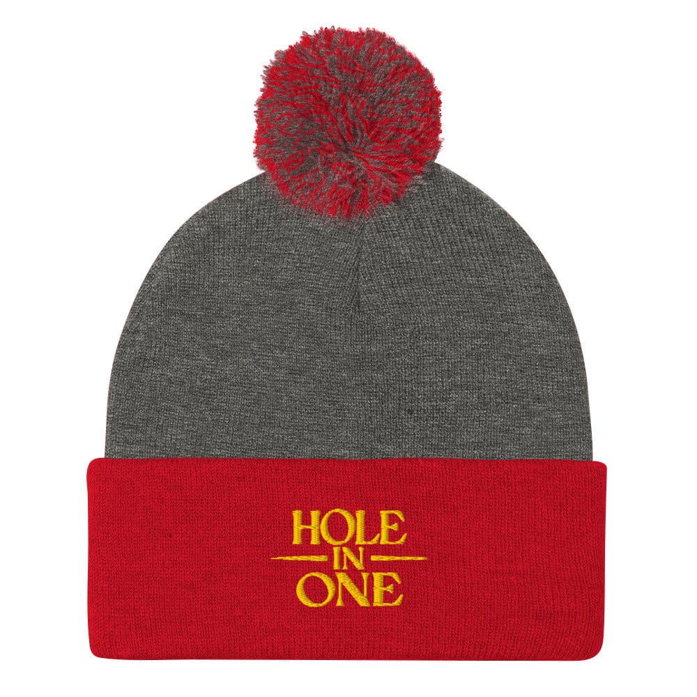 Hole In One Embroidered Golf Pom-Pom Beanie - Funny Golf Tee by Swing Epic