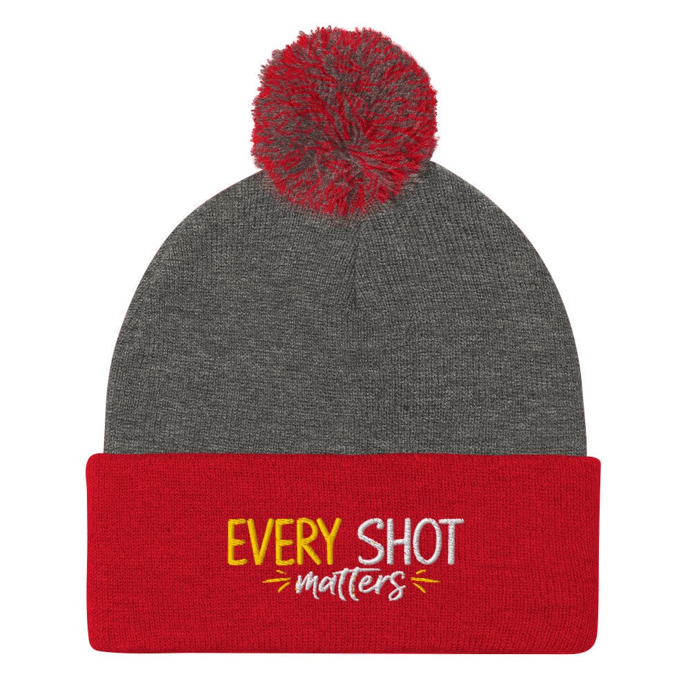 Every Shot Matters Quirky Embroidered Golf Pom-Pom Beanie - Funny Golf Tee by Swing Epic