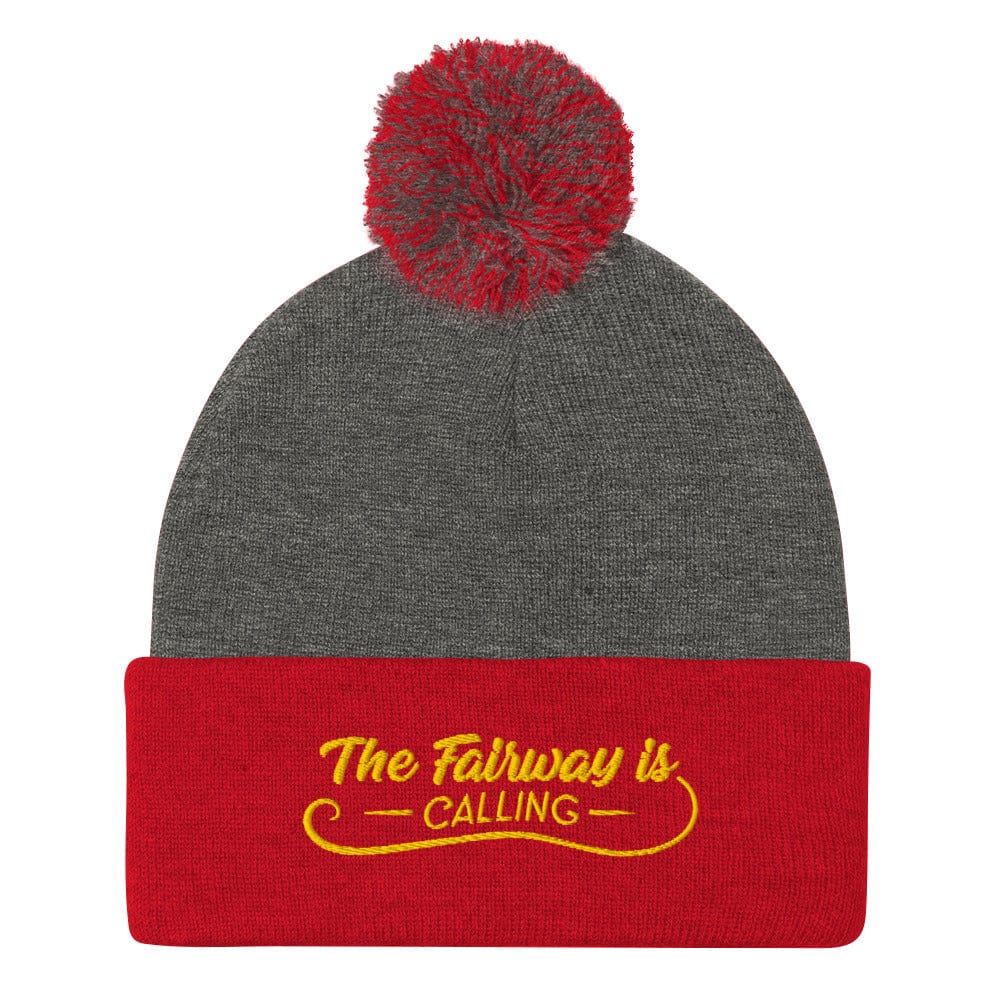 The Fairway Is Calling Quirky Embroidered Golf Pom-Pom Beanie - Funny Golf Tee by Swing Epic