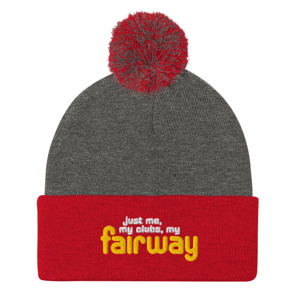 just me my clubs my fairway Embroidered Golf Pom-Pom Beanie - Funny Golf Tee by Swing Epic