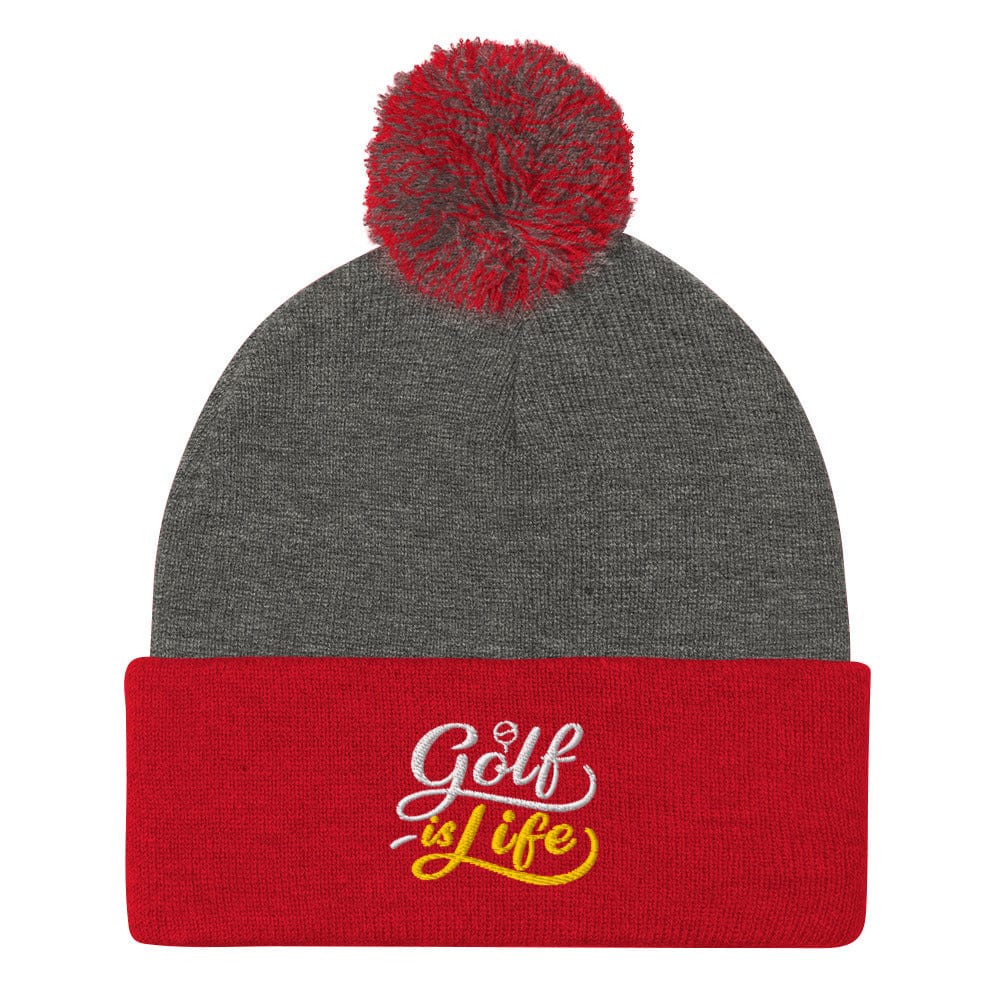 Golf is Life Embroidered Golf Pom-Pom Beanie - Funny Golf Tee by Swing Epic