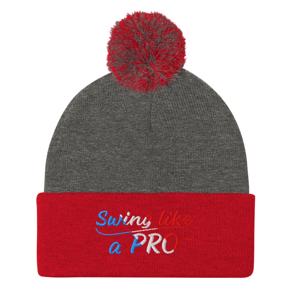 Swing Like A Pro Embroidered Golf Pom-Pom Beanie - Funny Golf Tee by Swing Epic