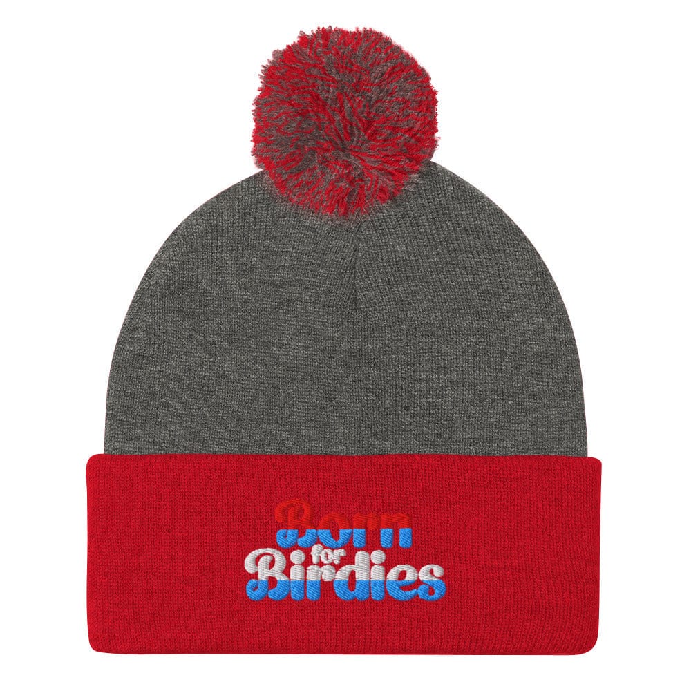 Born For Birdies Quirky Fun Embroidered Golf Pom-Pom Beanie - Funny Golf Tee by Swing Epic