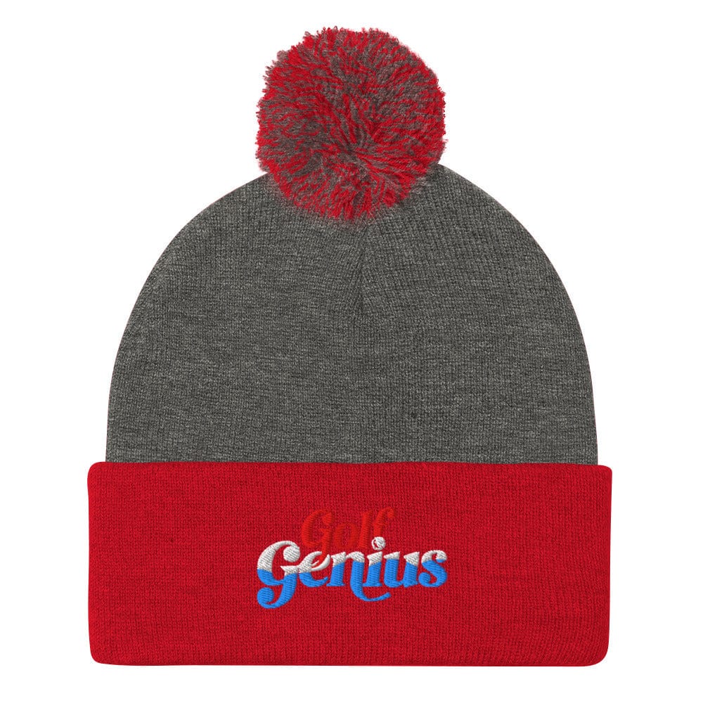 Golf Genius Embroidered Golf Pom-Pom Beanie - Funny Golf Tee by Swing Epic