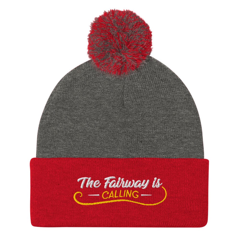The Fairway Is Calling Quirky Embroidered Golf Pom-Pom Beanie - Funny Golf Tee by Swing Epic