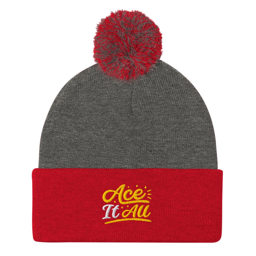 Ace It All Embroidered Golf Pom-Pom Beanie - Funny Golf Tee by Swing Epic