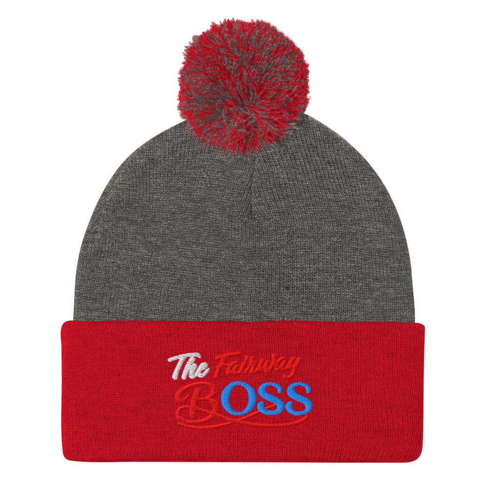 The Fairway Boss Sparkly Embroidered Golf Pom-Pom Beanie - Funny Golf Tee by Swing Epic