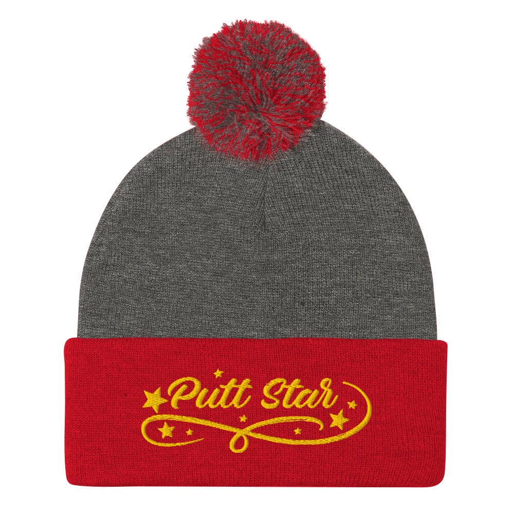 Putt Star Quirky Spirit Embroidered Golf Pom-Pom Beanie - Funny Golf Tee by Swing Epic