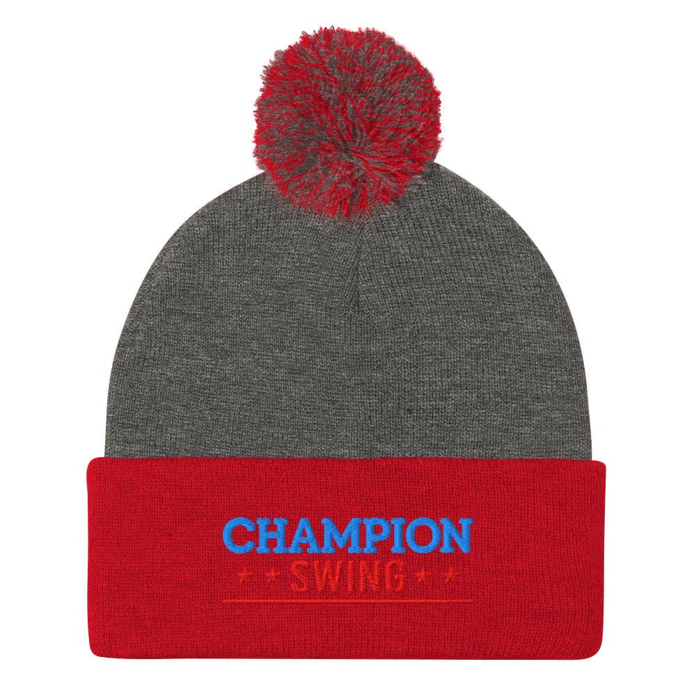 Champion Swing Stars Design Embroidered Golf Pom-Pom Beanie - Funny Golf Tee by Swing Epic
