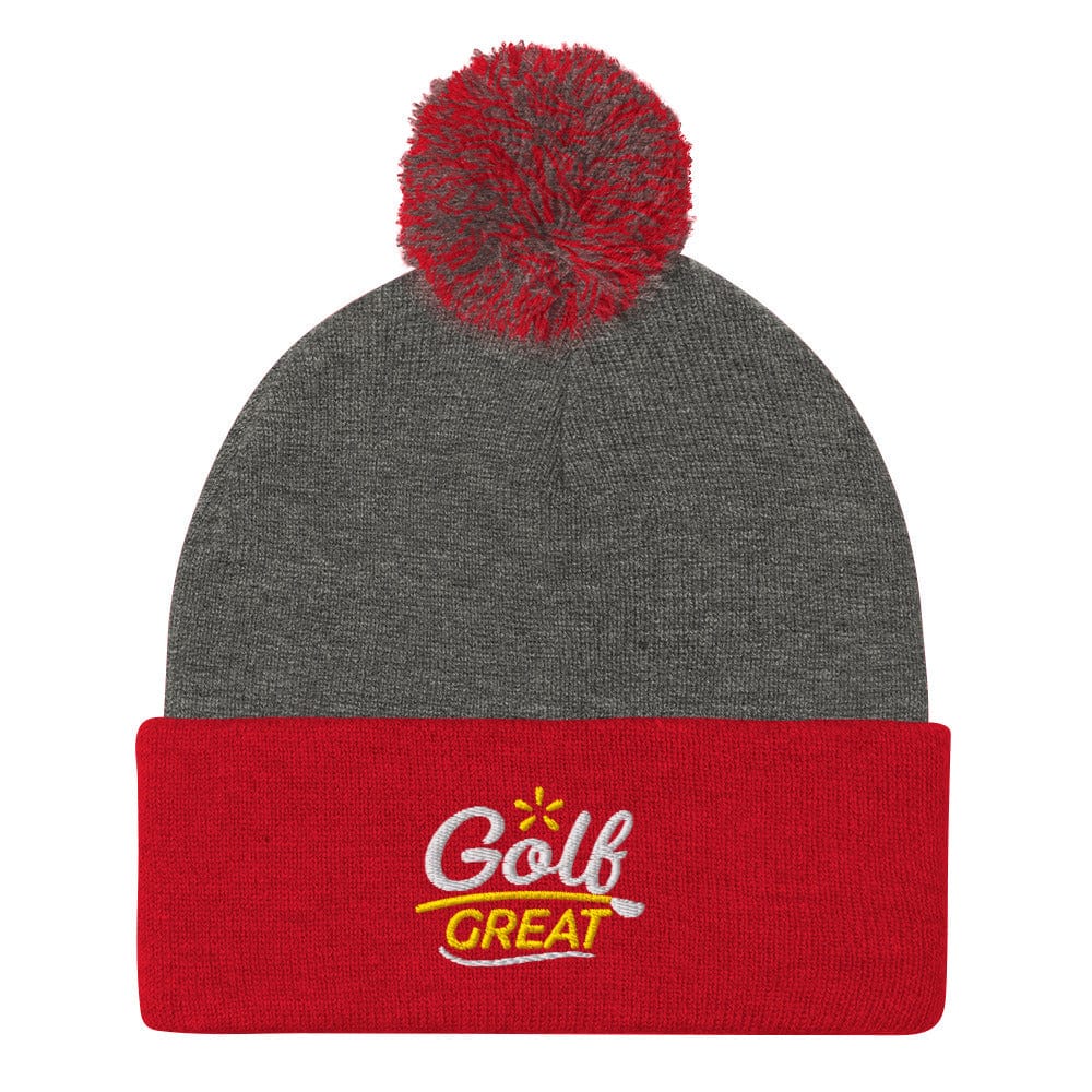 Golf Great Quirky Fun Embroidered Golf Pom-Pom Beanie - Funny Golf Tee by Swing Epic
