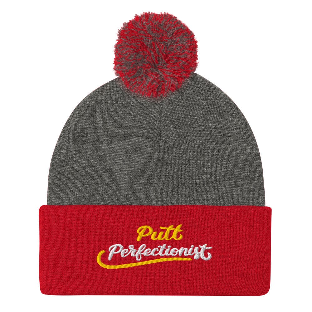 Putt Perfectionist Quirky Fun Embroidered Golf Pom-Pom Beanie - Funny Golf Tee by Swing Epic