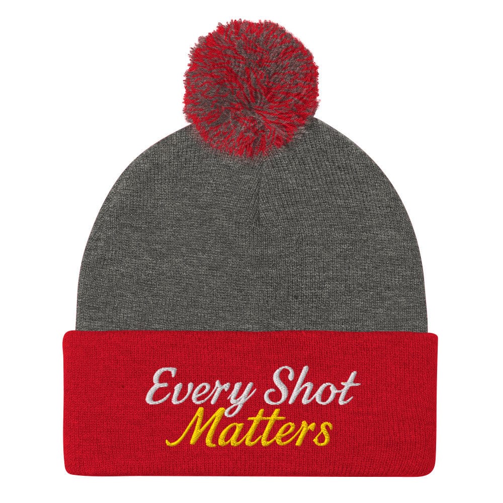 Every Shot Matters Fun Embroidered Golf Pom-Pom Beanie - Funny Golf Tee by Swing Epic