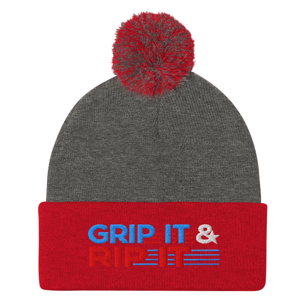 Grip It & Rip It Star Fun Embroidered Golf Pom-Pom Beanie - Funny Golf Tee by Swing Epic