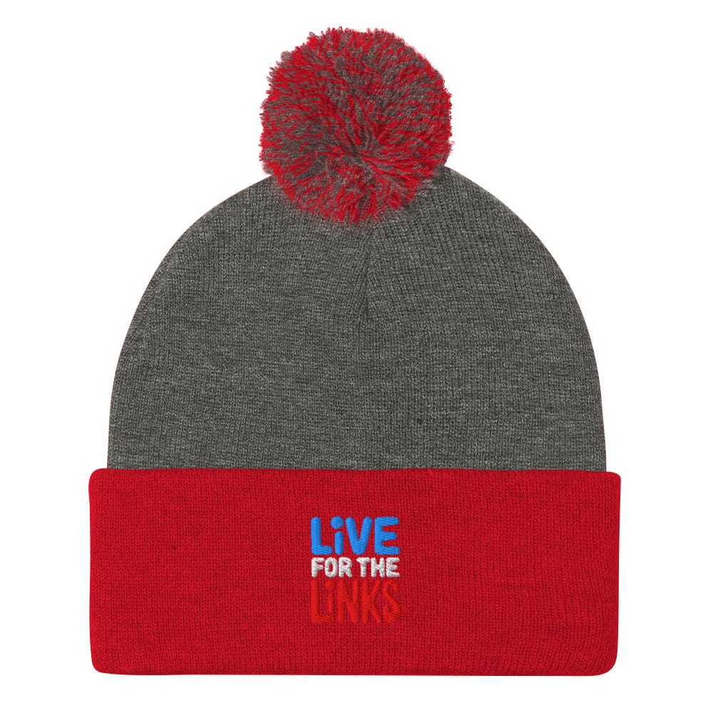 Live For The Links Embroidered Golf Pom-Pom Beanie - Funny Golf Tee by Swing Epic
